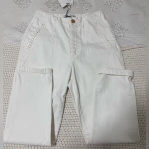 Zara White Button-Front High Waist Pants